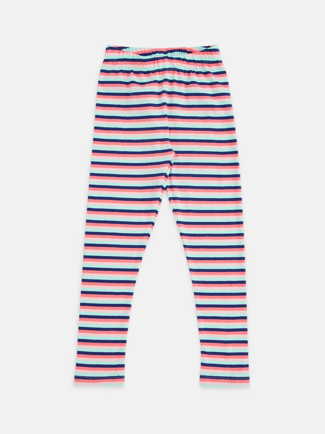 

Pantaloons Junior Girls Navy Blue & Pink Striped Ankle-Length Leggings