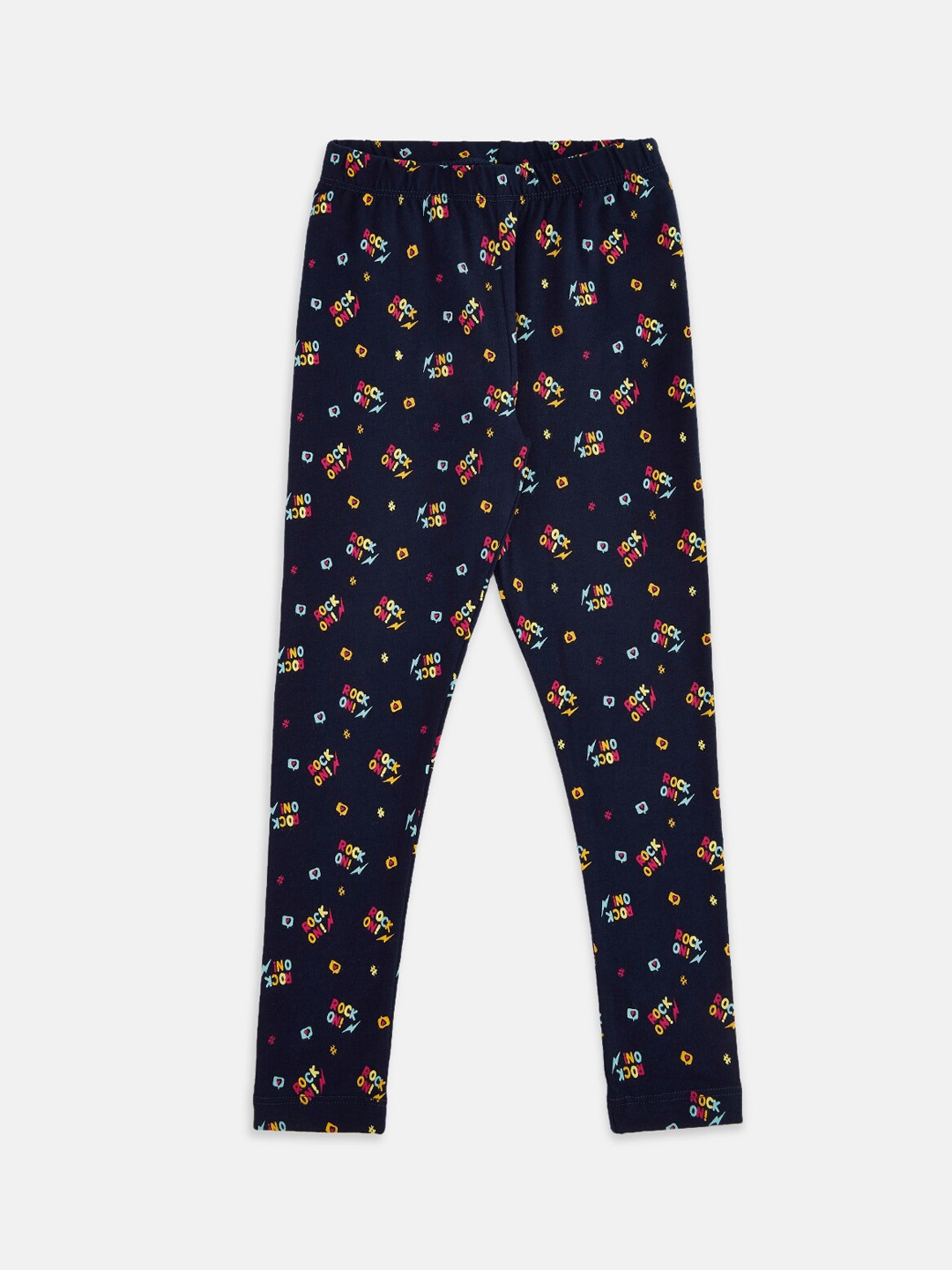 

Pantaloons Junior Girls Navy Blue & Yellow Printed Leggings