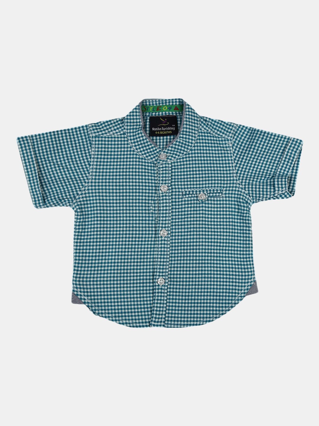 

V-Mart Unisex Kids Teal Gingham Checks Checked Casual Shirt