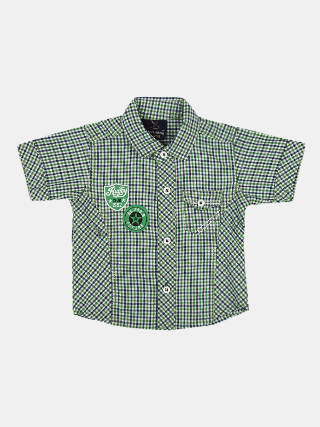 

V-Mart Unisex Kids Green Gingham Checks Checked Casual Shirt