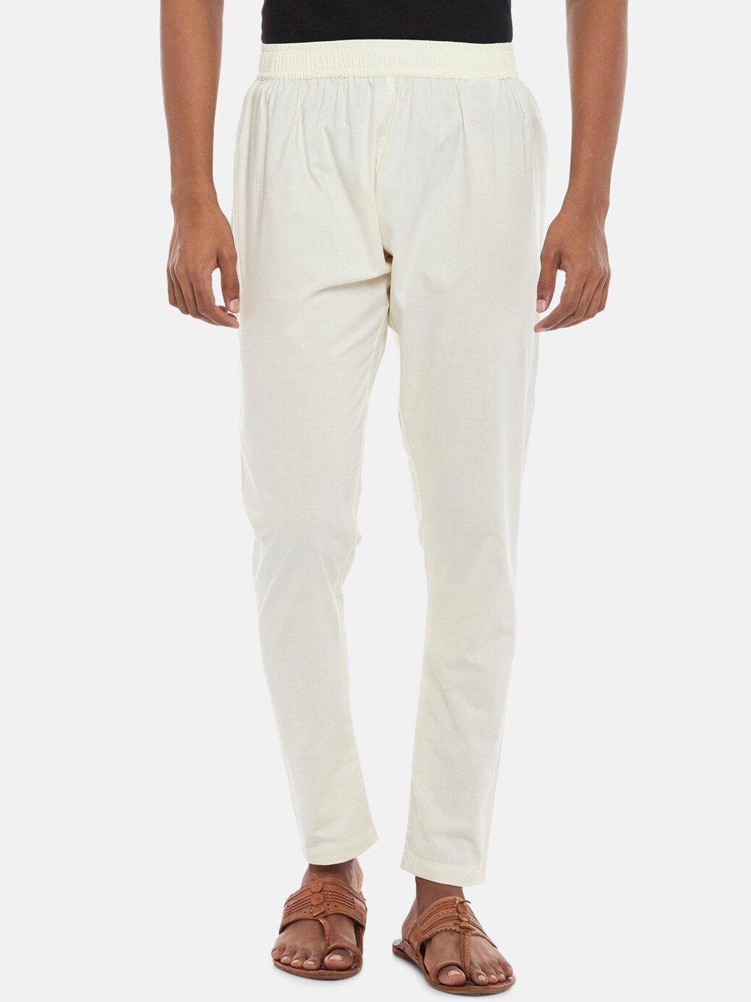 

indus route by Pantaloons Men Off White Solid Pyjamas