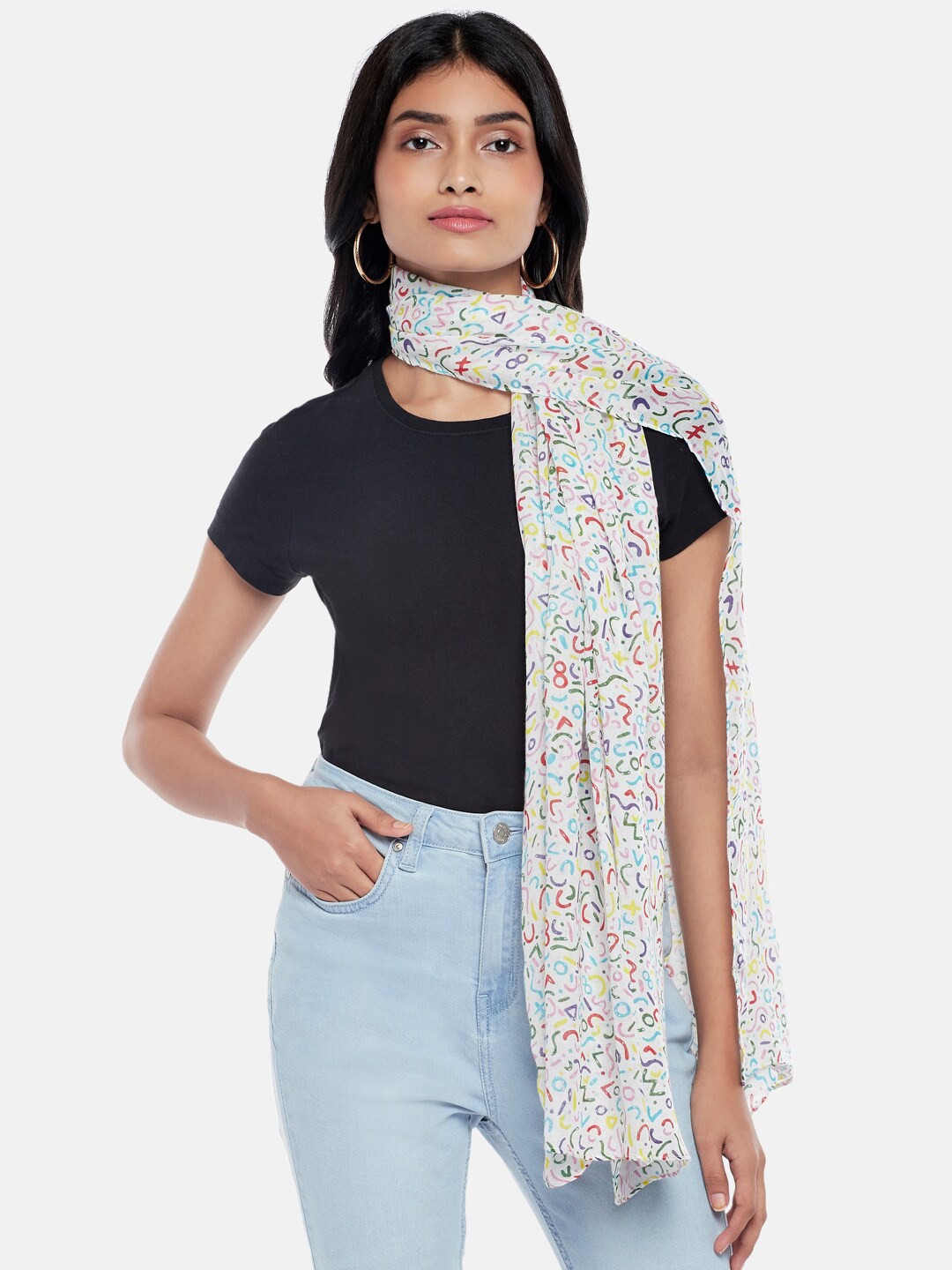 

Honey by Pantaloons Women White Printed Scarf