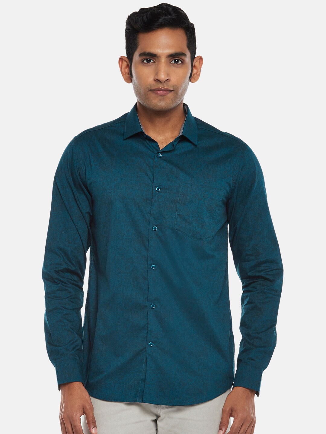 

BYFORD by Pantaloons Men Teal Slim Fit Casual Shirt