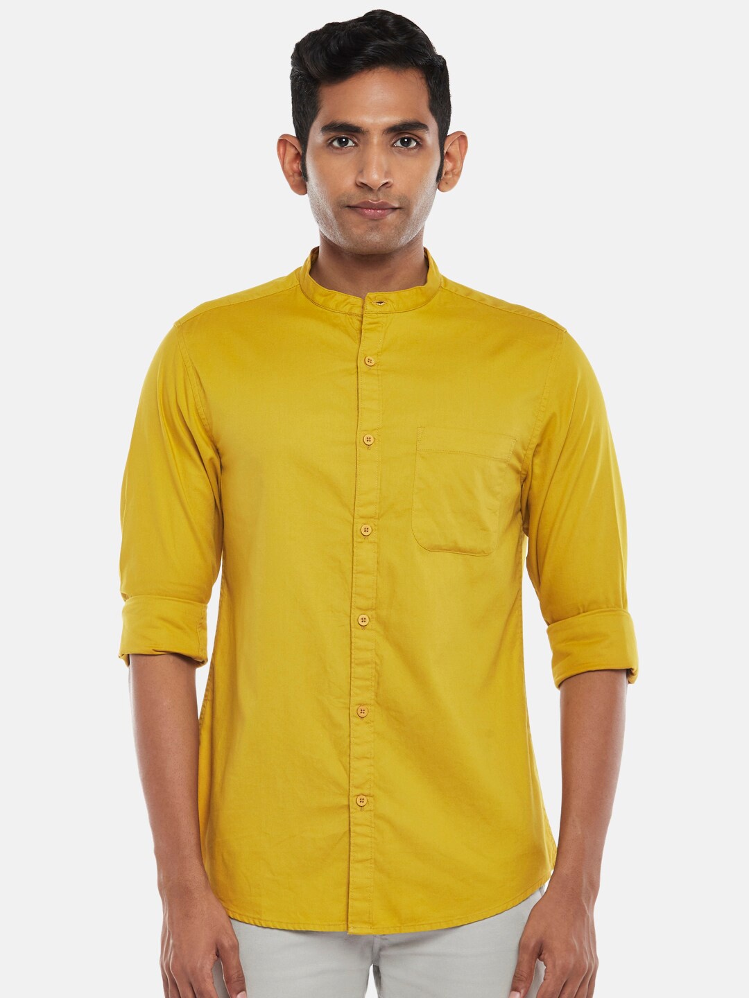 

BYFORD by Pantaloons Men Mustard Slim Fit Casual Shirt