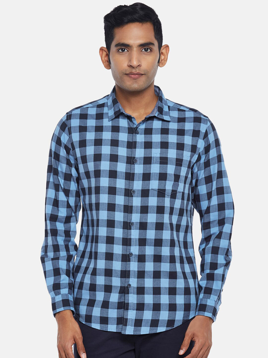 

BYFORD by Pantaloons Men Blue Slim Fit Buffalo Checked Casual Shirt