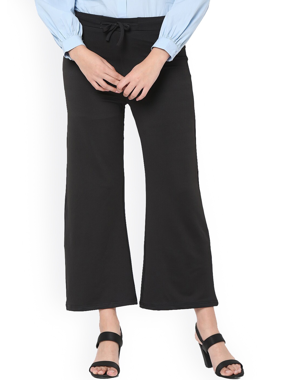 

Smarty Pants Women Black Relaxed Straight Leg Flared Easy Wash Trousers