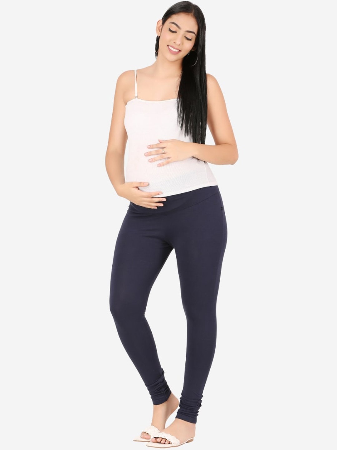 

MYLO ESSENTIALS Women Navy Blue Solid Ankle Length Maternity Leggings (XL)