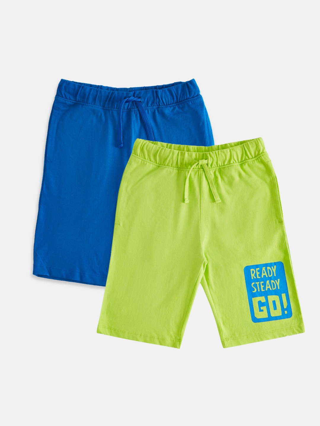 Pantaloons Junior Pack Of 2 Boys Green & Blue Shorts