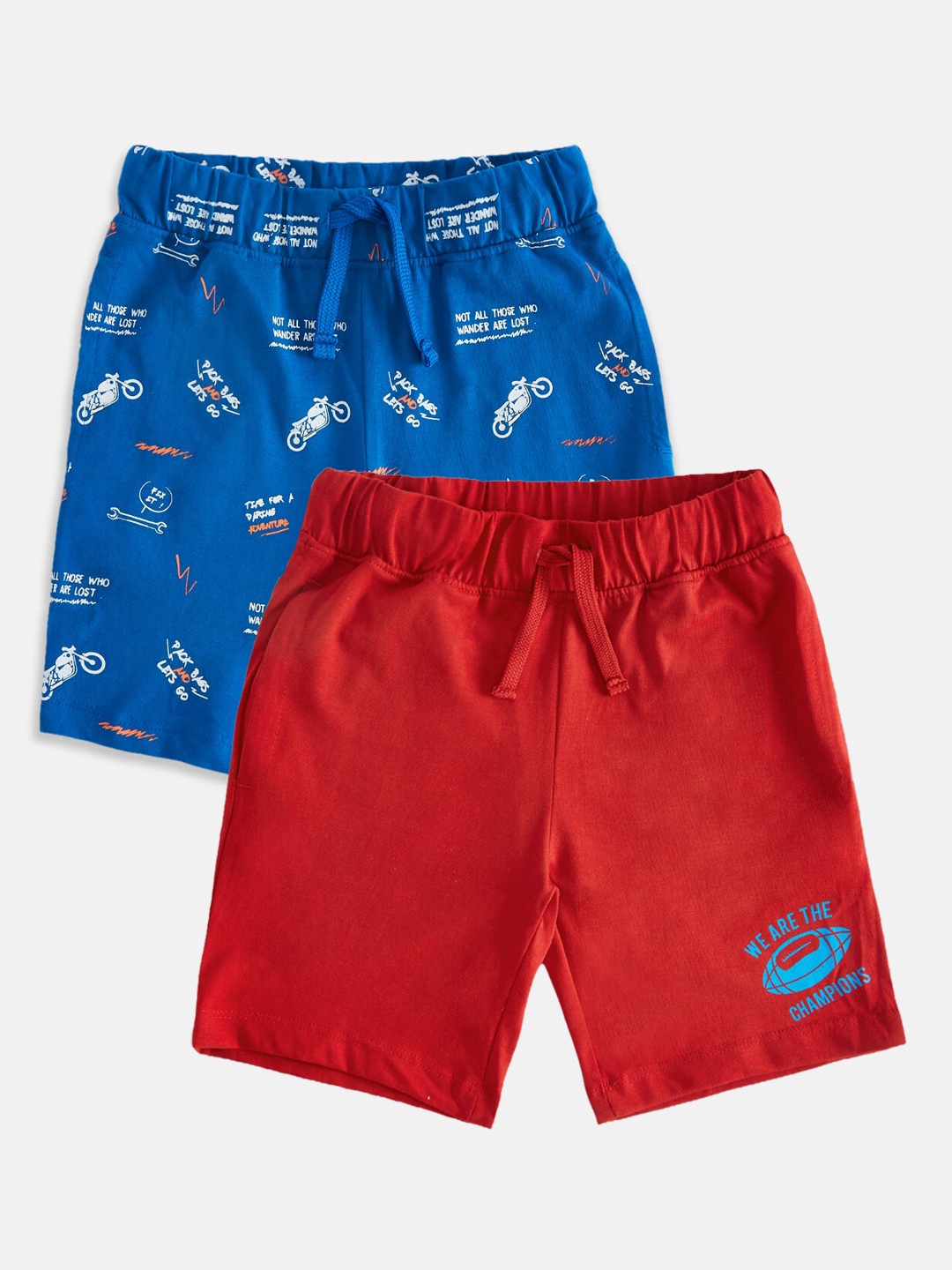 

Pantaloons Junior Boys Red & Blue Printed Shorts