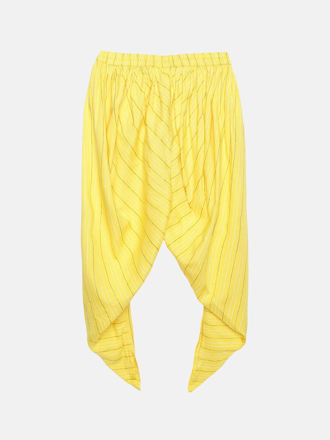 

KiddoPanti Girls Yellow Striped Harem Pants
