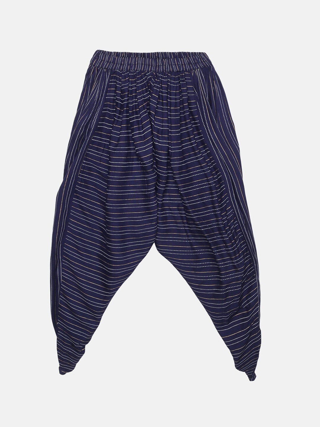 

KiddoPanti Girls Navy Blue Striped Printed Harem Pants