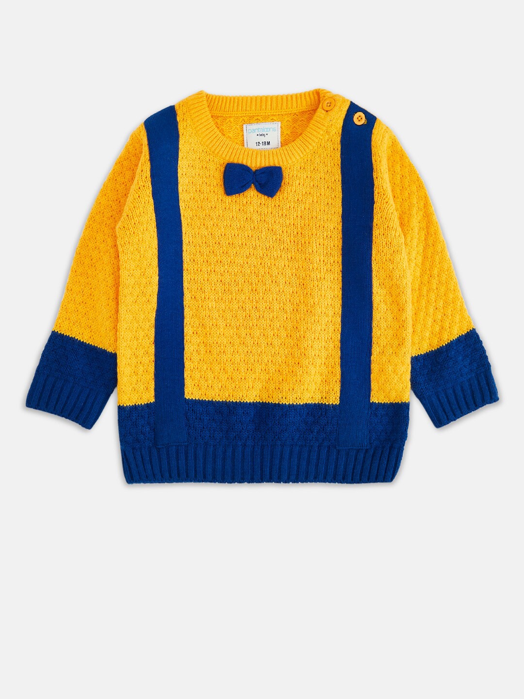 

Pantaloons Baby Boys Yellow & Navy Blue Pullover