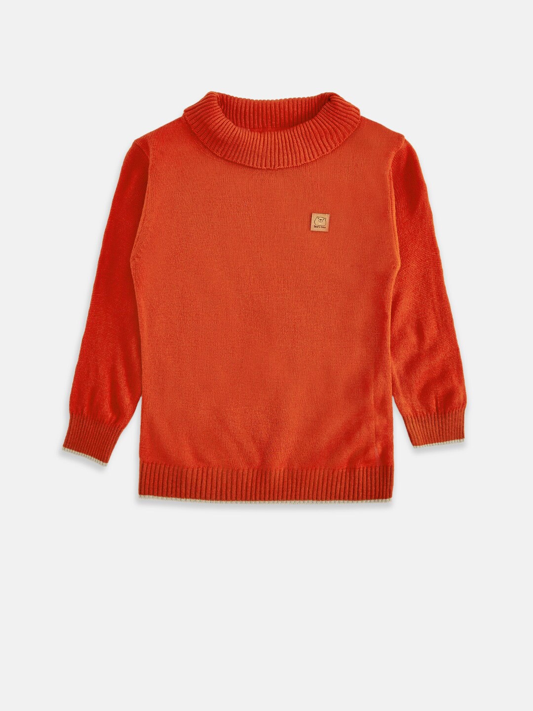 

Pantaloons Baby Boys Orange Solid Turtle Neck Pullover