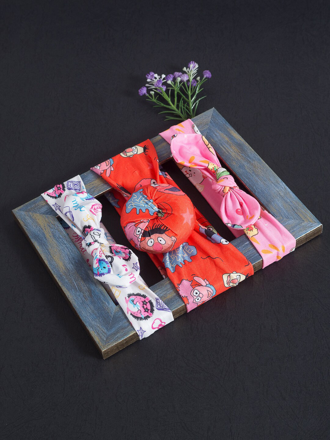 

Golden Peacock Girls Red & Pink Set of 3 Lace Hairband
