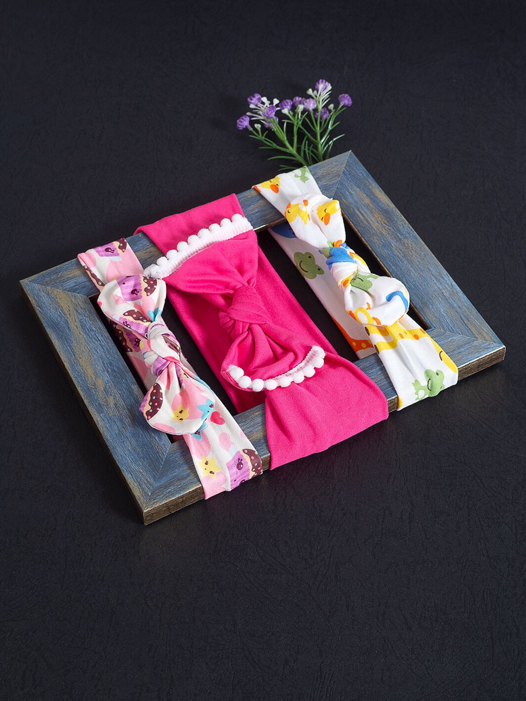 

Golden Peacock Girls Pink & White Set of 3 Lace Hairband