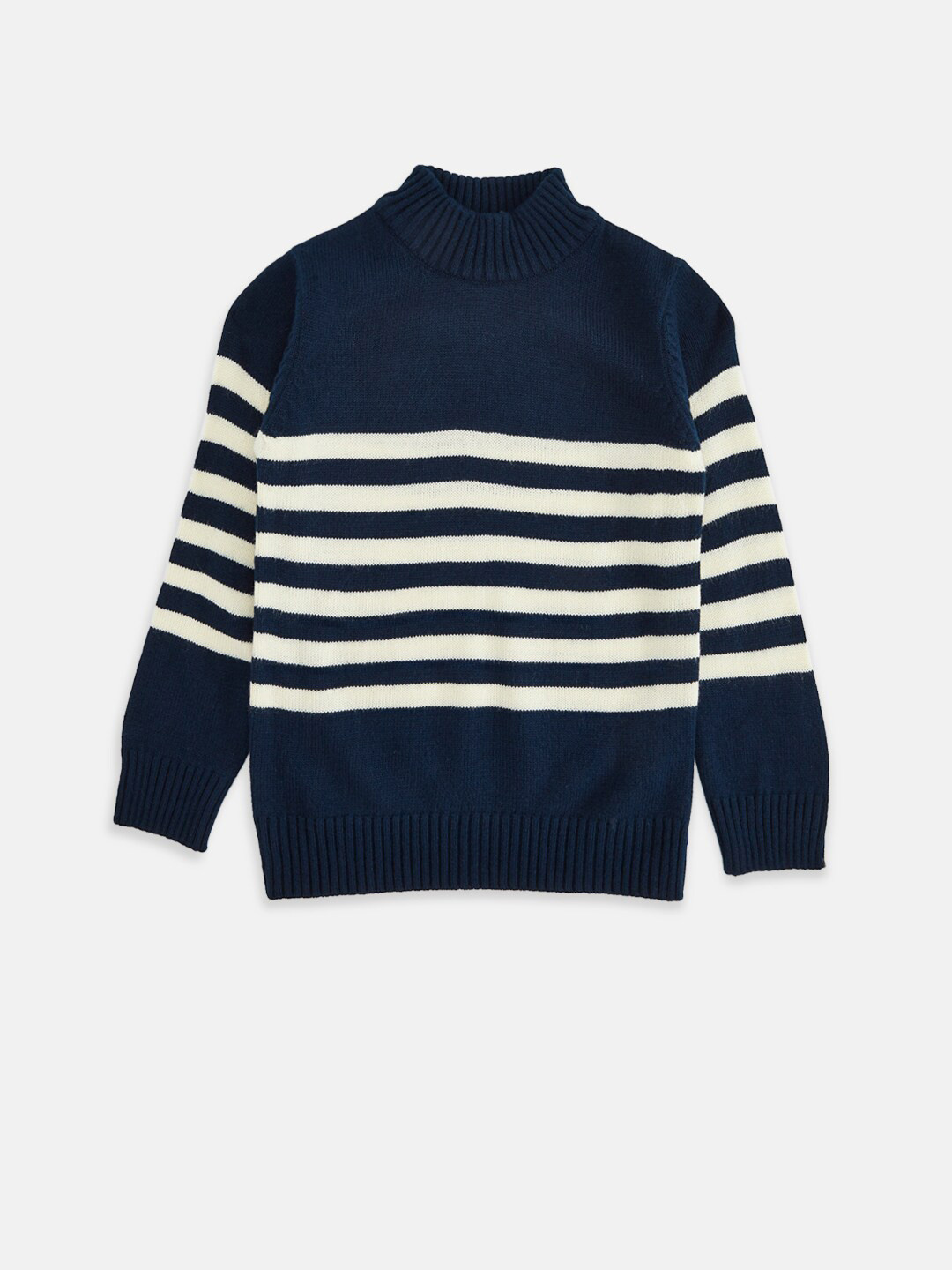 

Pantaloons Junior Boys Navy Blue & White Striped Pullover