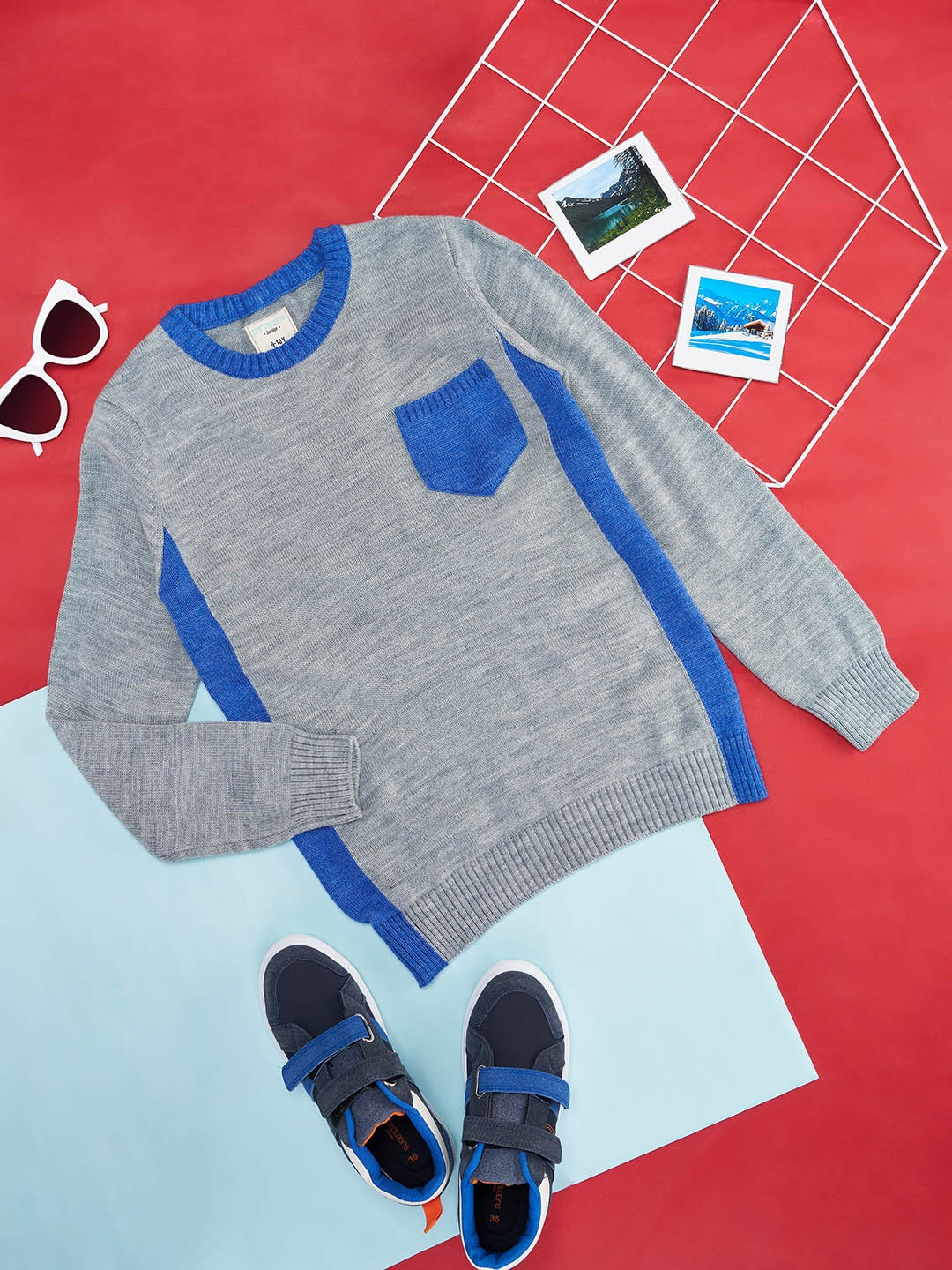 

Pantaloons Junior Boys Blue & Grey Colourblocked Pullover