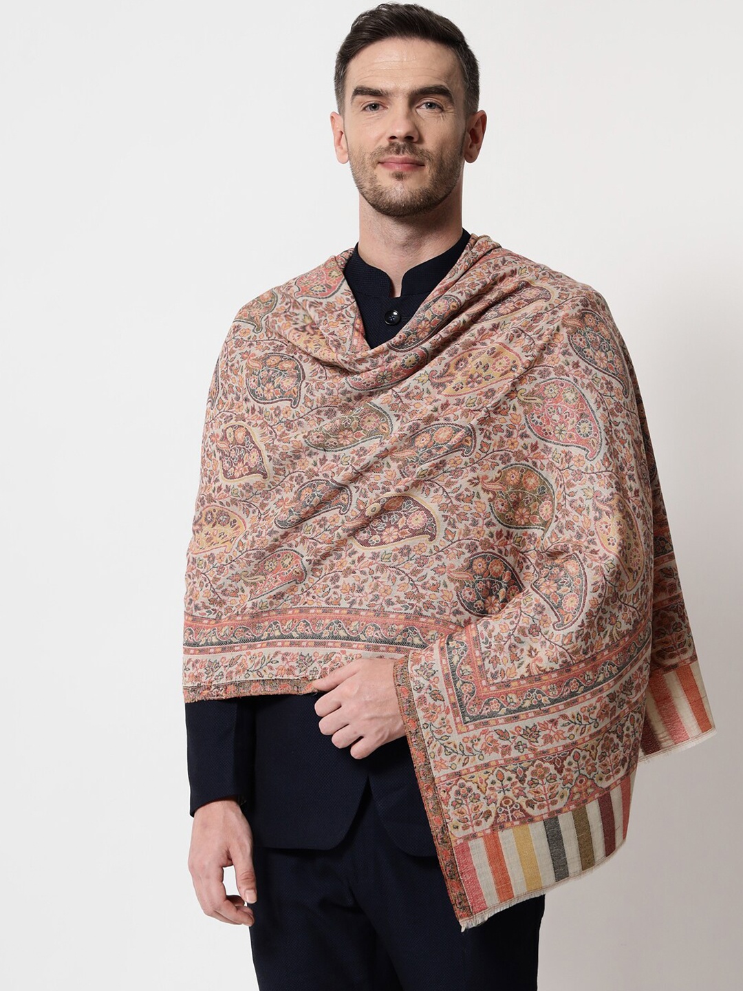 

Pashtush Women Beige & Brown Woven Design Stole