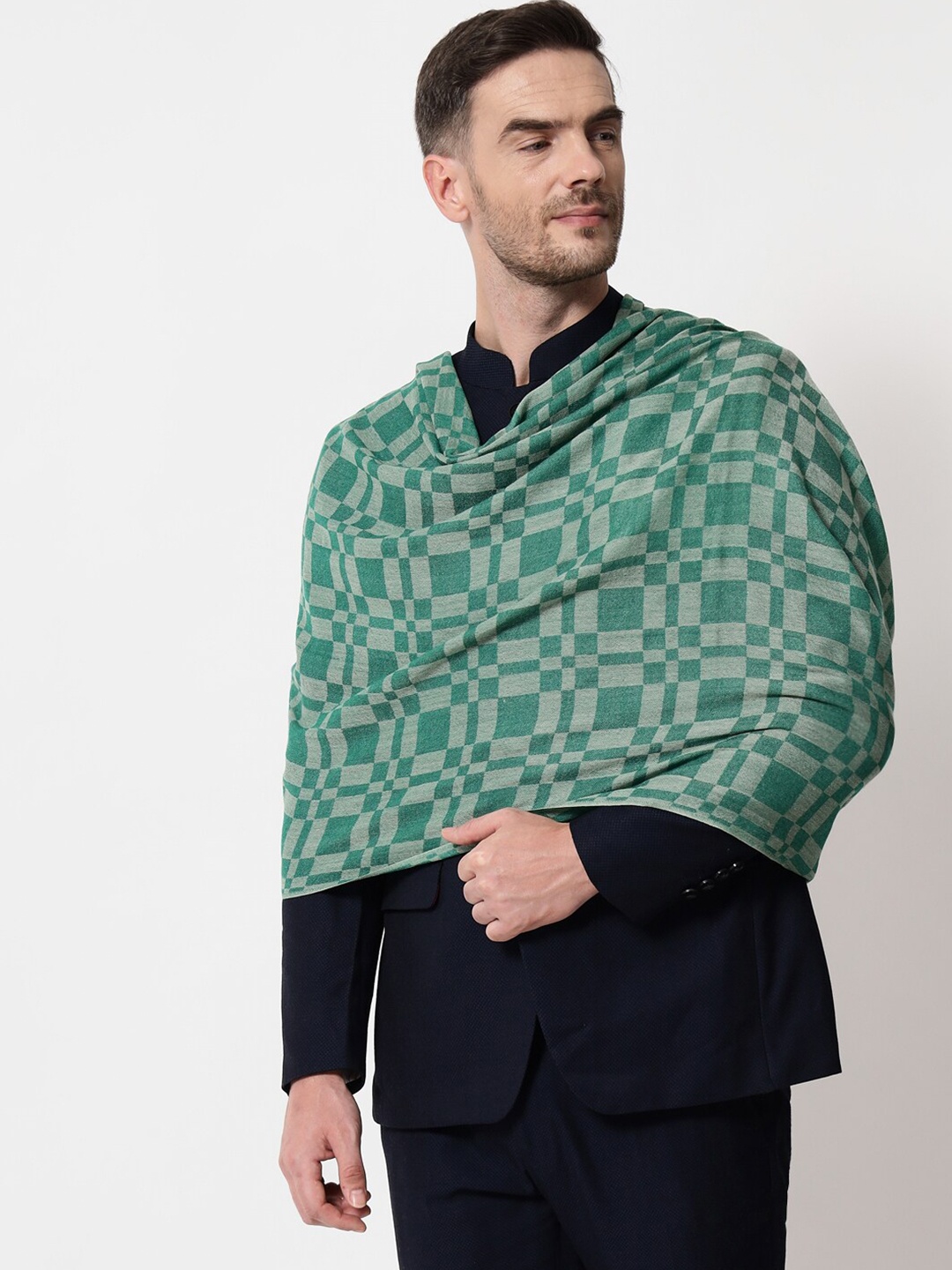 

Pashtush Men Green Checked Stole