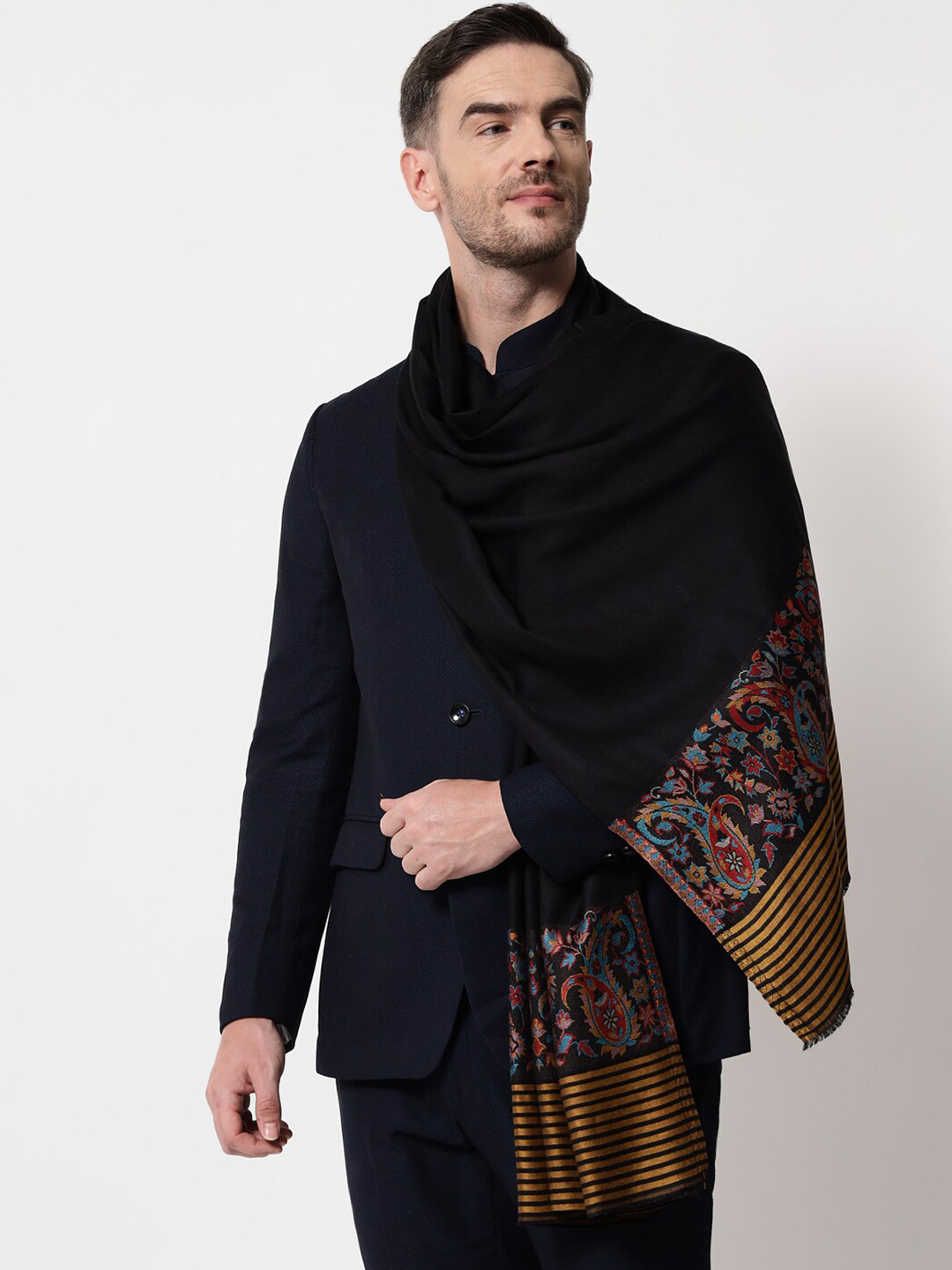 

Pashtush Women Black & Red Woven Design Stole