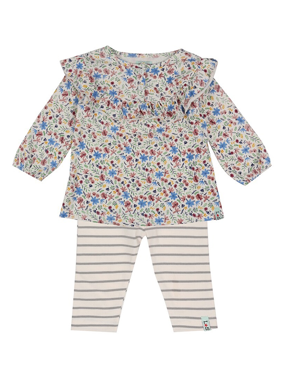 

Lilly and Sid Infants Girls Grey & Blue Printed Baby Apparel Gift Set