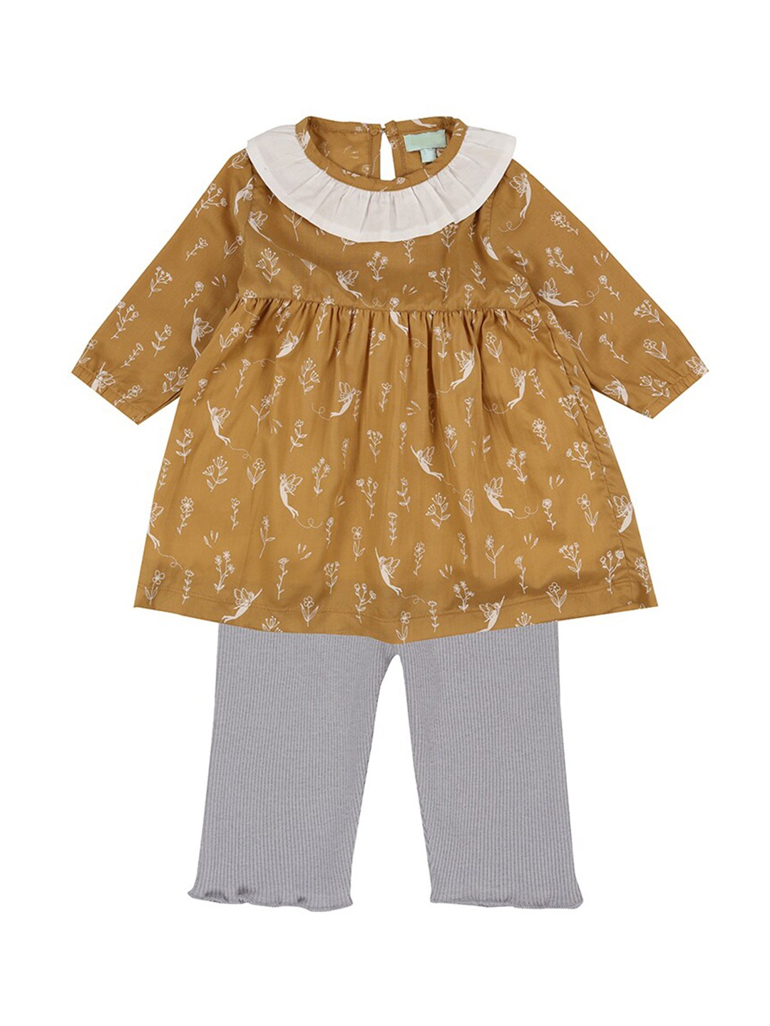 

Lilly and Sid Girls Brown & Grey Printed Cotton Baby Apparel Gift Set