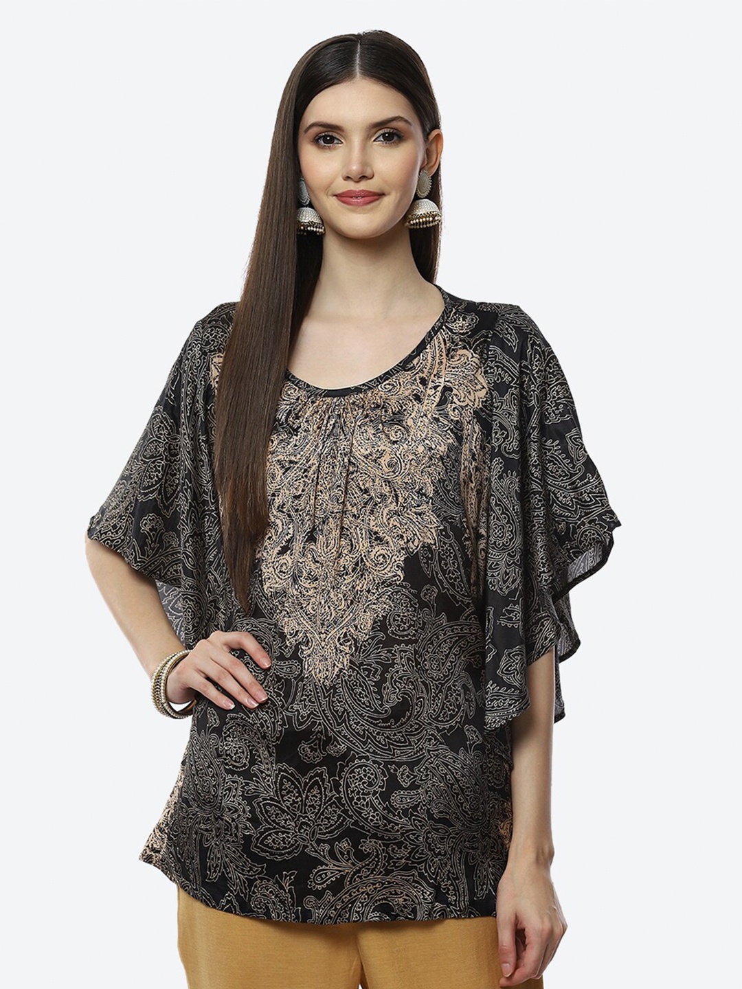 

Biba Women Black & brown Ethnic Motifs Printed Tunic