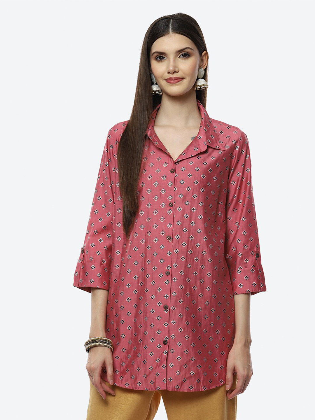 

Biba Women Pink Printed Casual Shirt