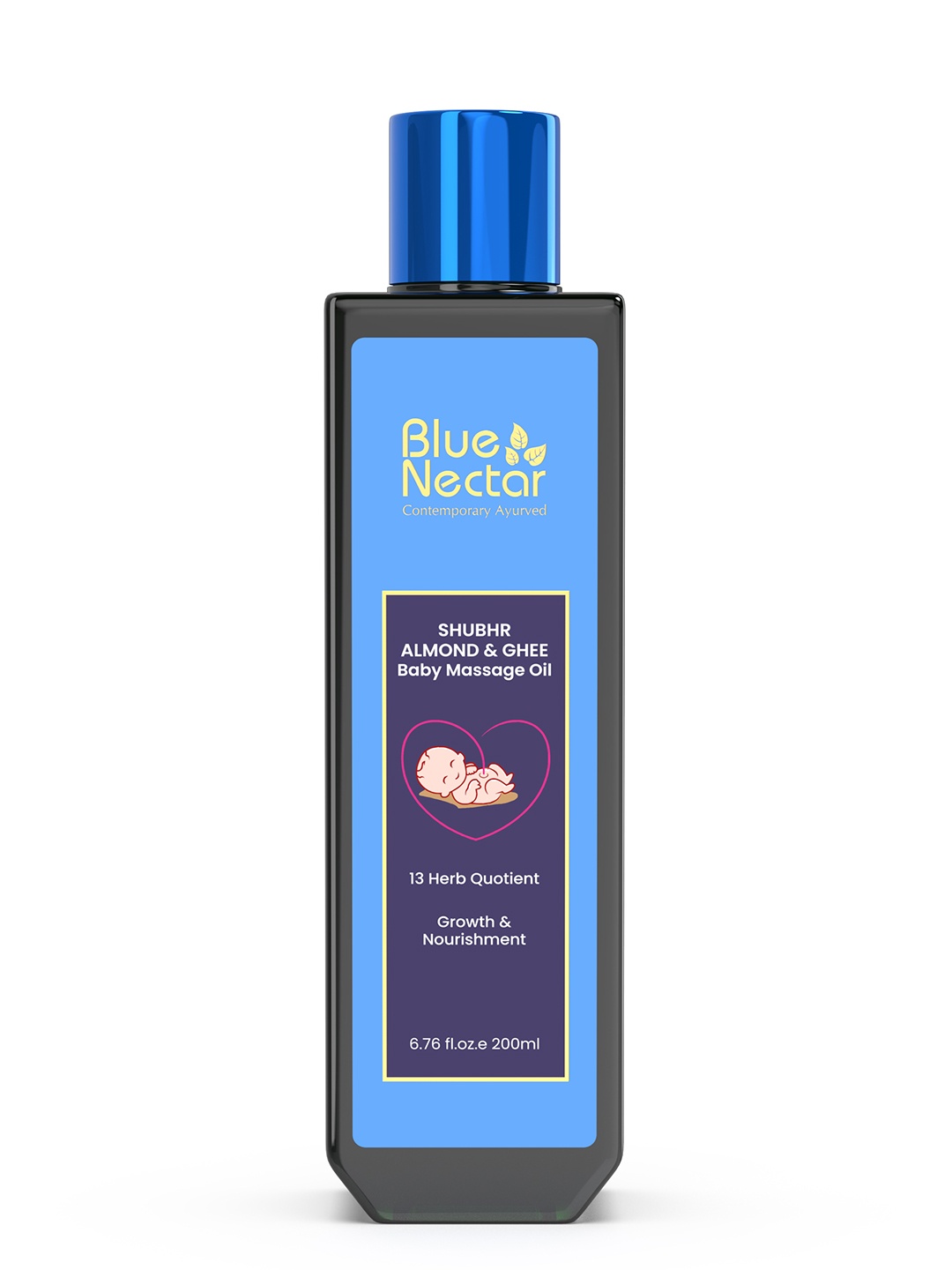 

Blue Nectar Ayurvedic Shubhr Baby Body Massage Oil with Organic Ghee & Almond Oil - 200ml