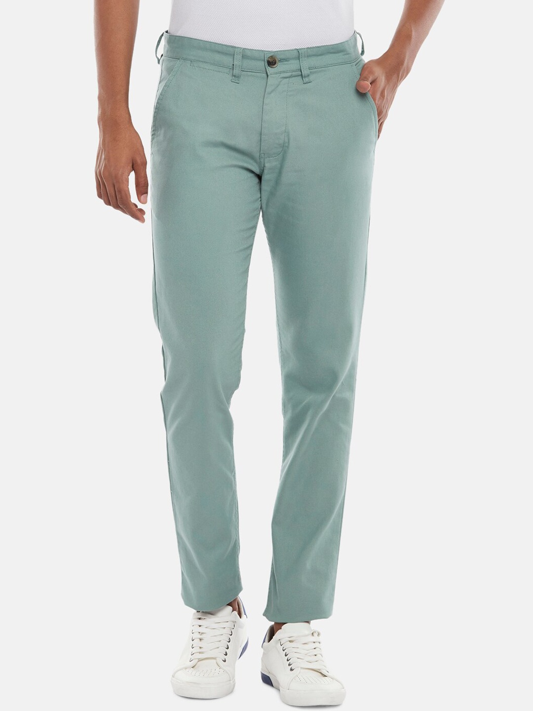 

BYFORD by Pantaloons Men Green Slim Fit Chinos Trousers