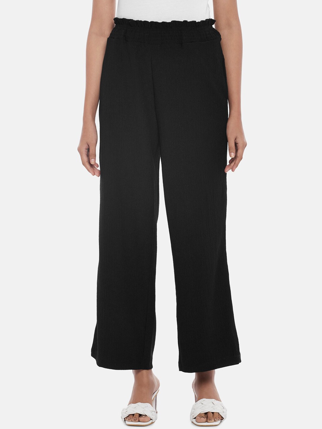 

Honey by Pantaloons Women Black High-Rise Trousers