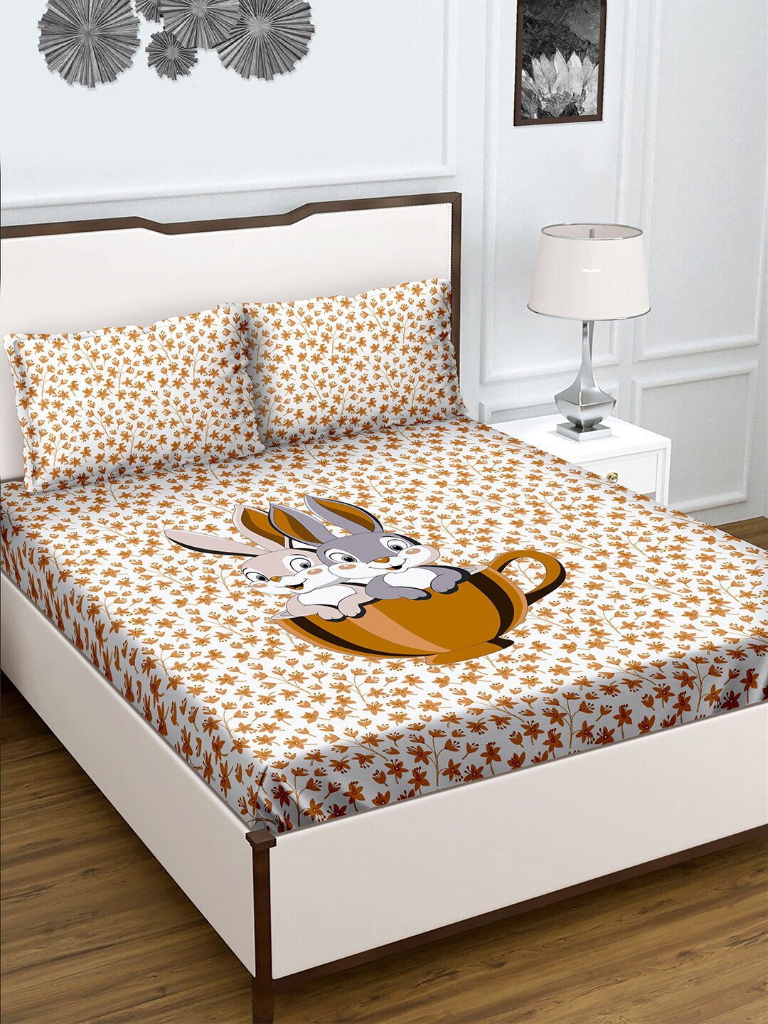 

BELLA CASA Brown Cotton 180TC Double Bedsheet with 2 Pillow Covers