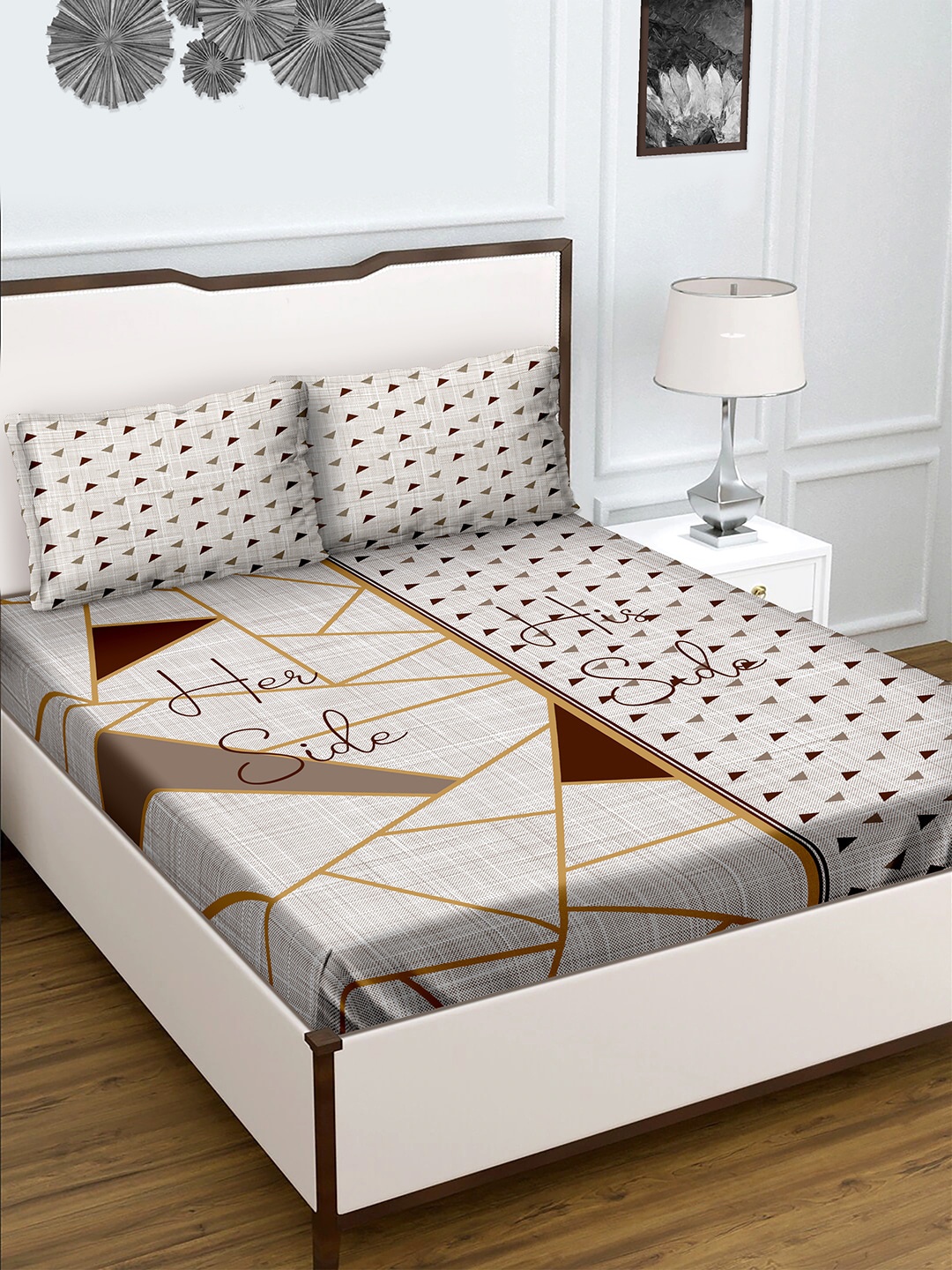 

BELLA CASA Brown Cotton 180TC Double Bedsheet with 2 Pillow Covers