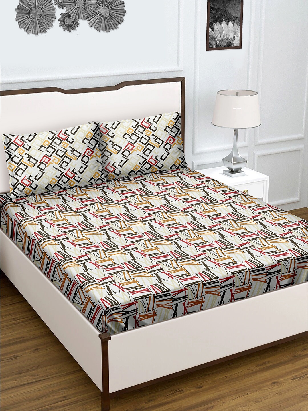 

BELLA CASA Multi 180TC Double Bedsheet with 2 Pillow Covers