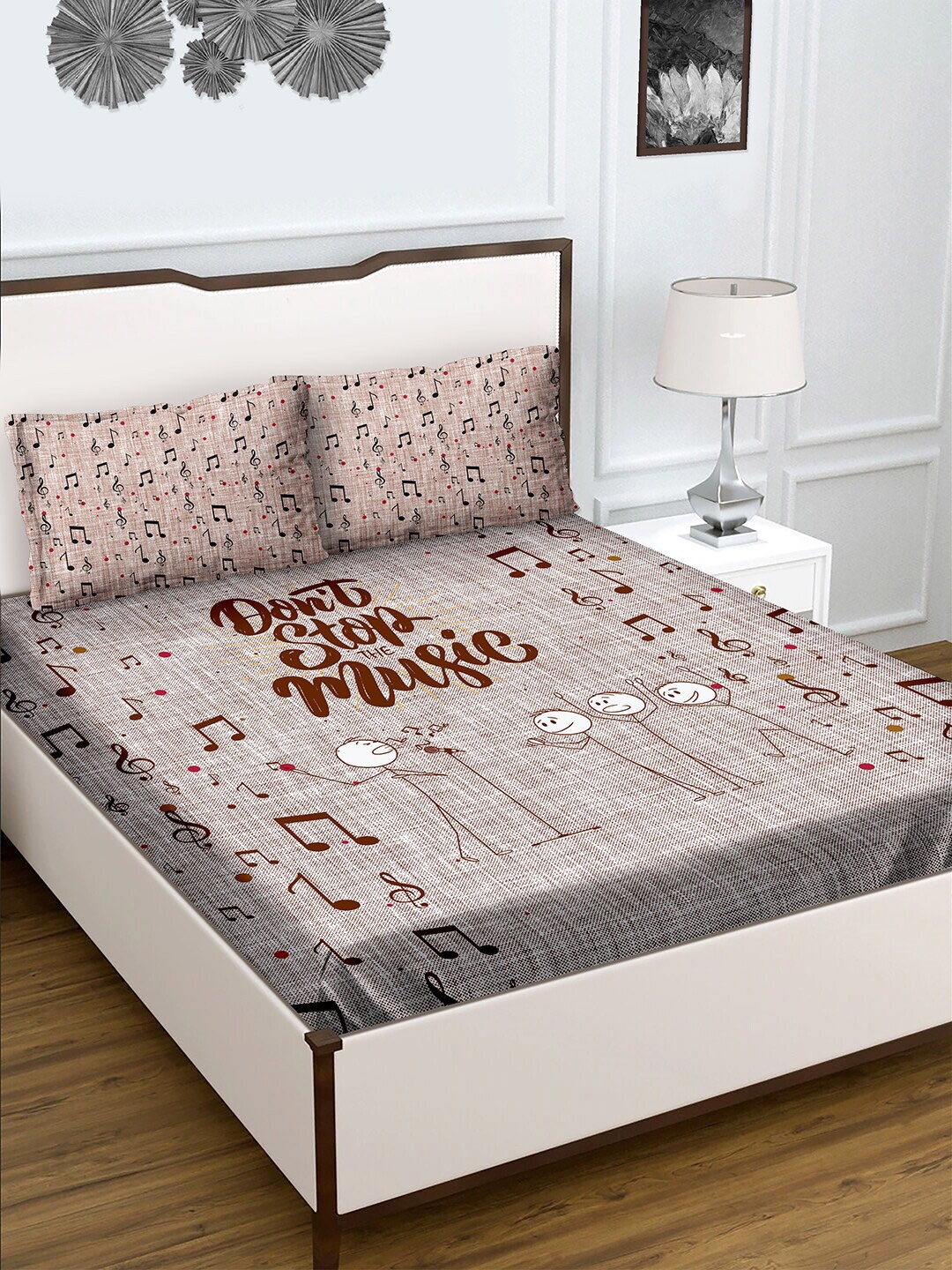

BELLA CASA Brown Cotton 180TC Double Bedsheet with 2 Pillow Covers