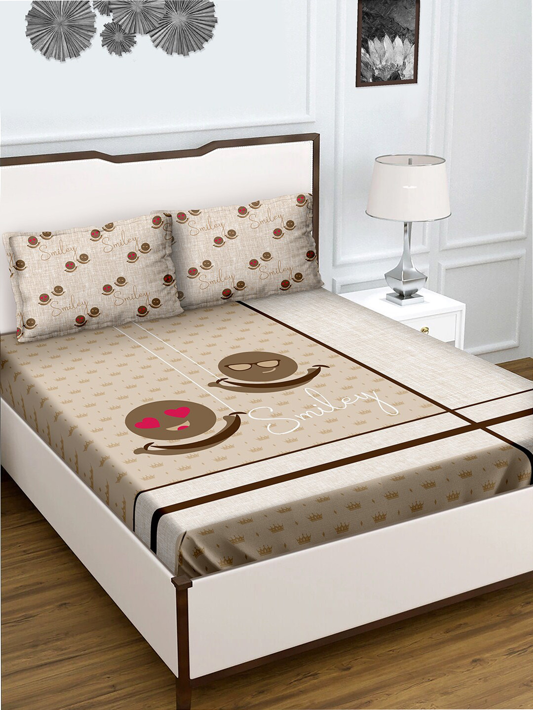 

BELLA CASA Brown Cotton 180TC Double Bedsheet with 2 Pillow Covers