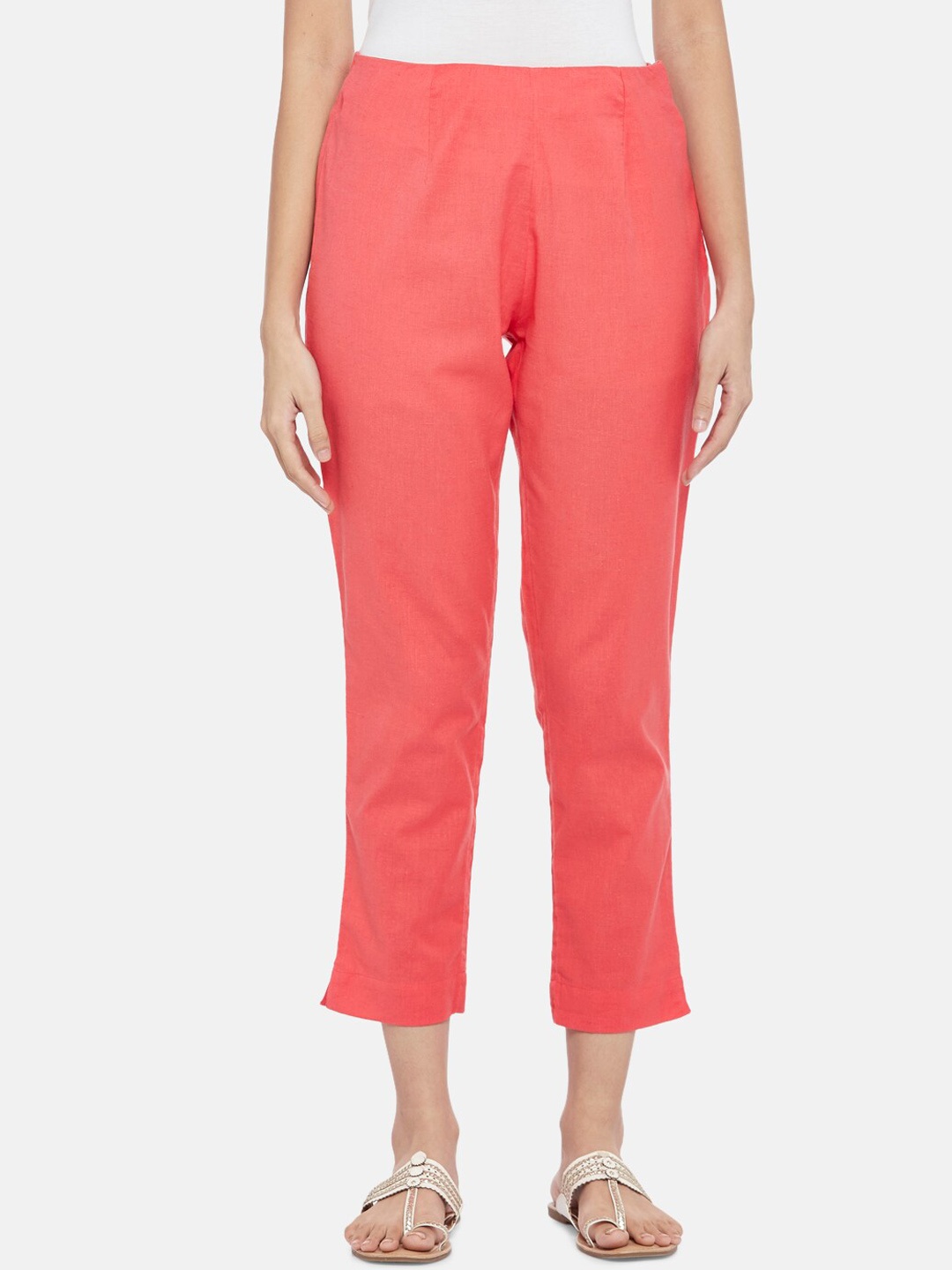 

RANGMANCH BY PANTALOONS Women Coral Trousers