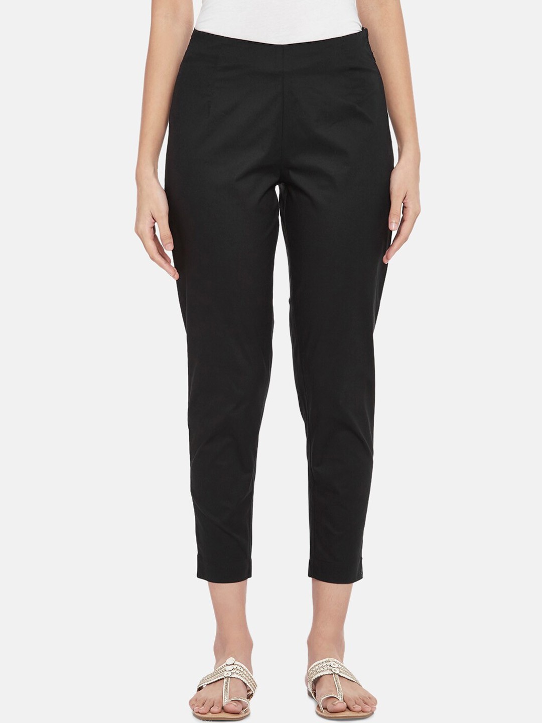 

RANGMANCH BY PANTALOONS Women Black Trousers