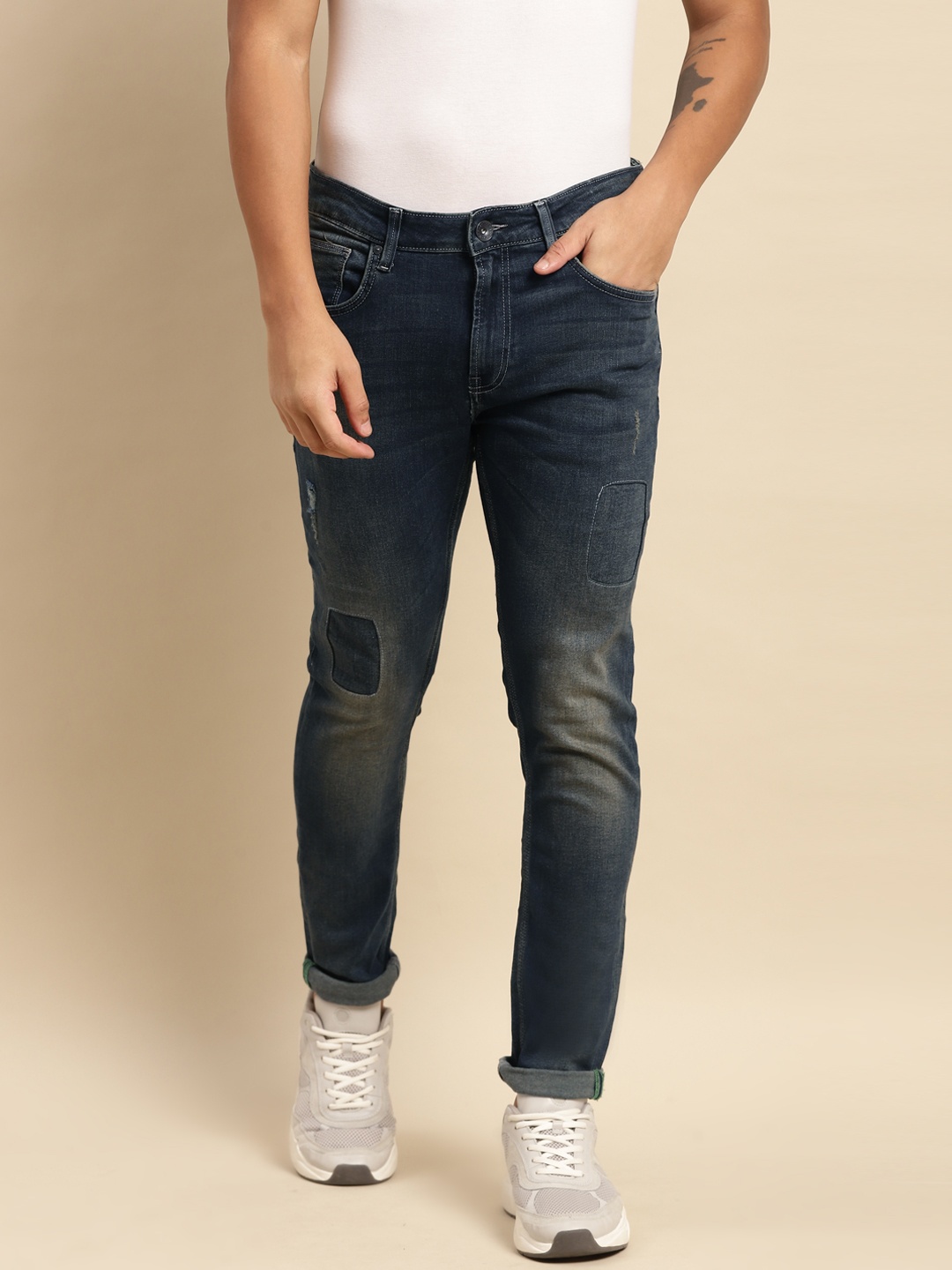 

United Colors of Benetton Men Navy Blue Slim Fit Light Fade Stretchable Jeans