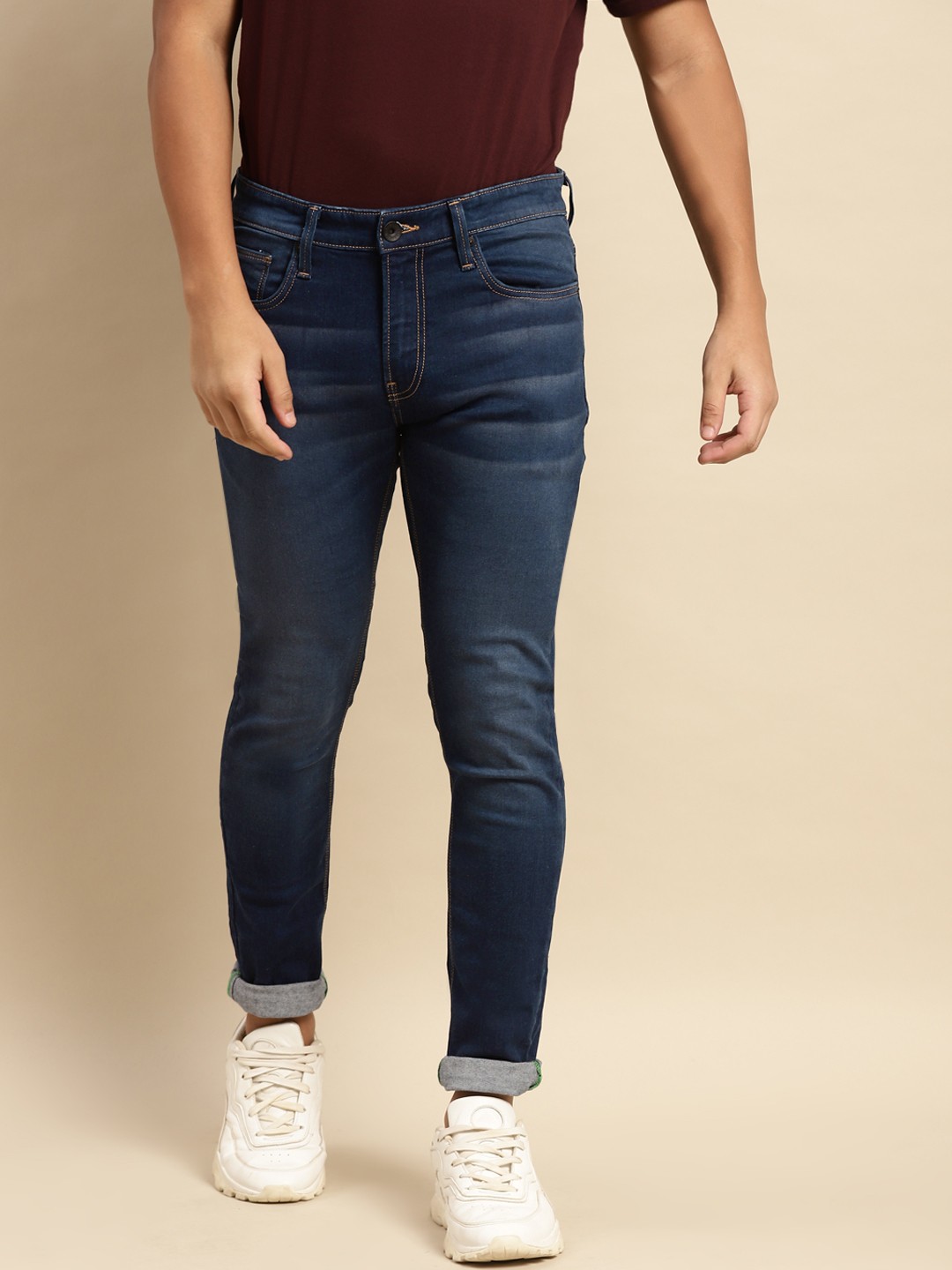 

United Colors of Benetton Men Navy Blue Skinny Fit Stretchable Jeans