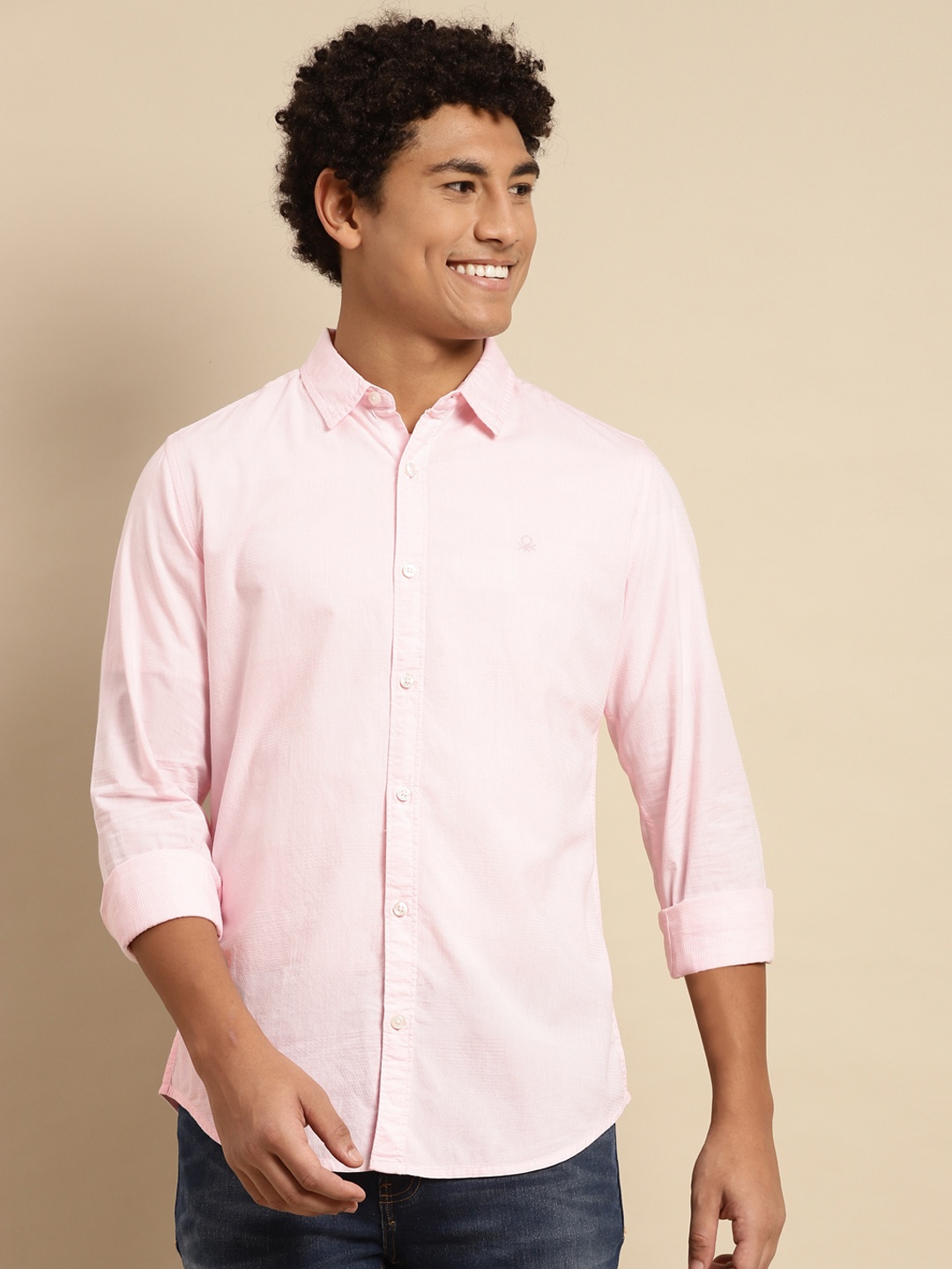 

United Colors of Benetton Men Pink Slim Fit Casual Shirt