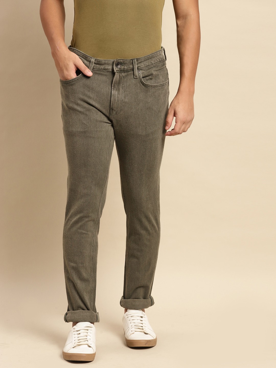

United Colors of Benetton Men Olive Green Skinny Fit Stretchable Jeans