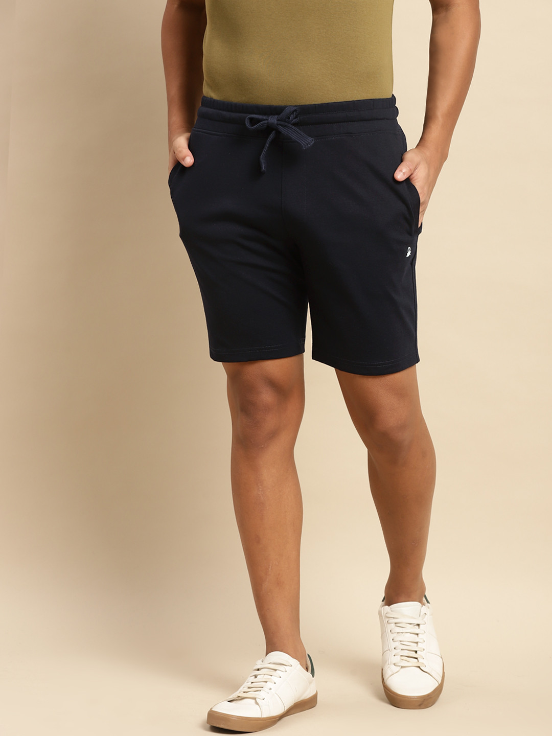 

United Colors of Benetton Men Navy Blue Solid Shorts