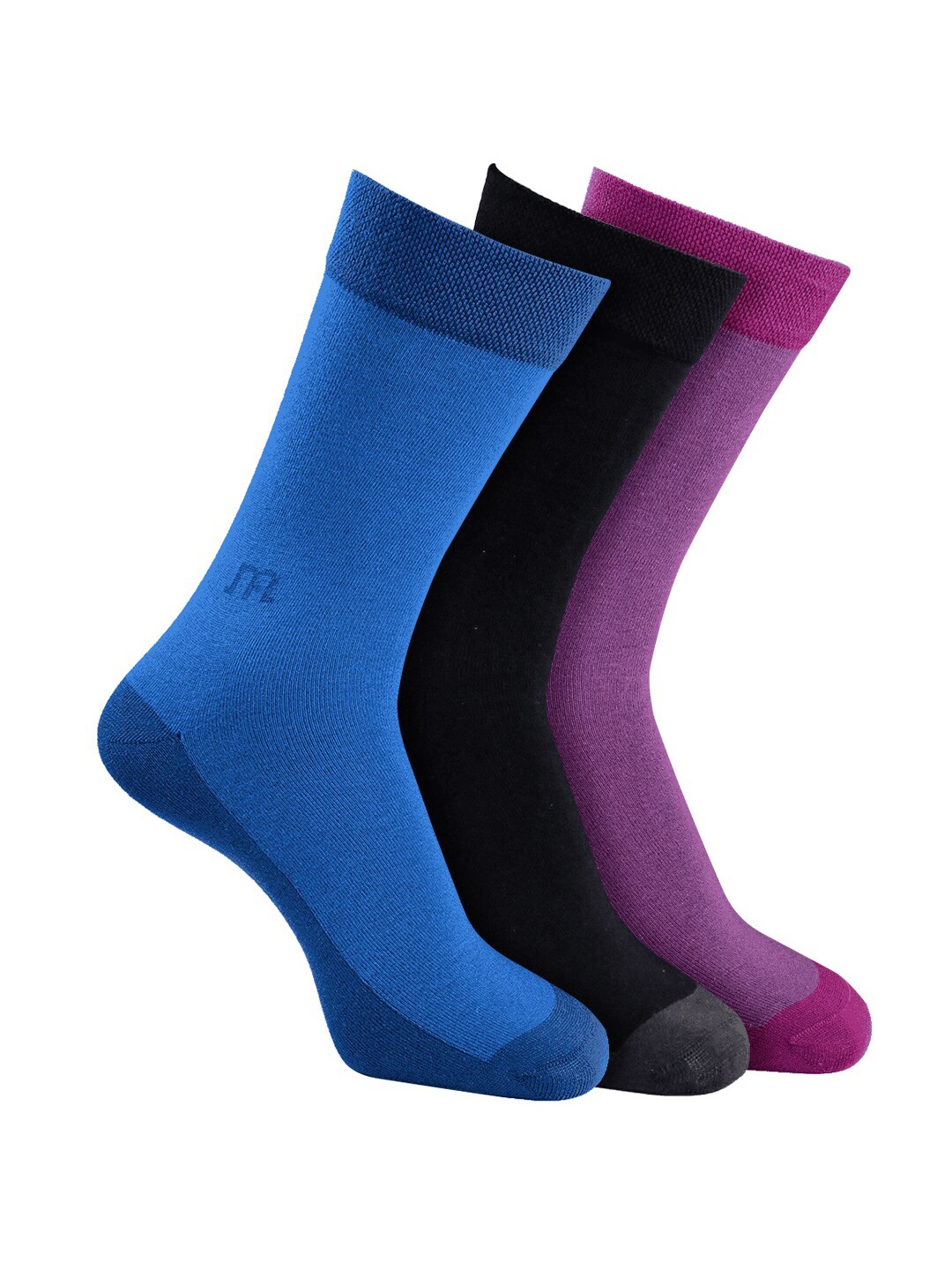 

Man Arden Men Pack Of 3 Solid Calf Length Cotton Socks, Blue