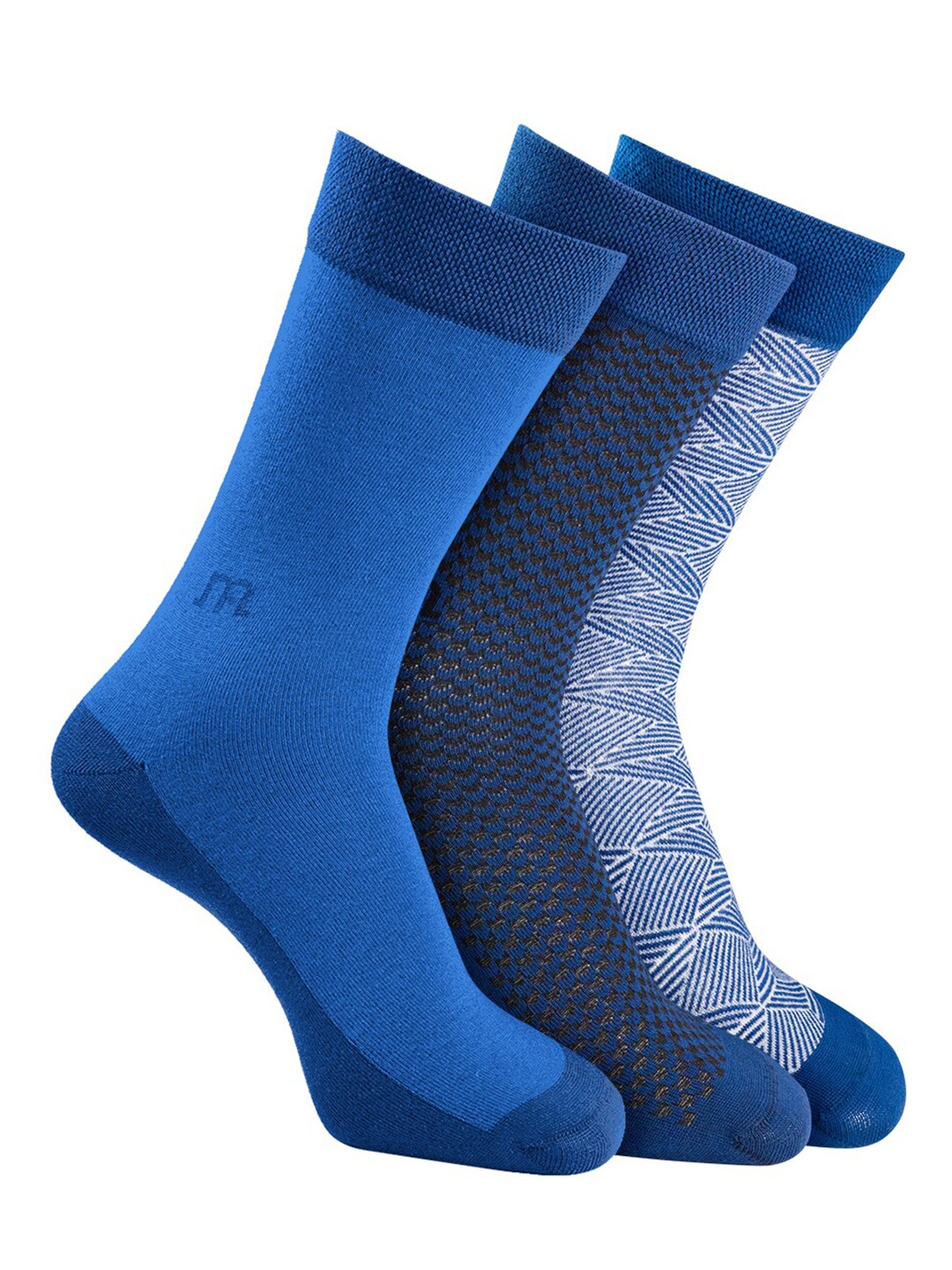 

Man Arden Men Pack Of 3 Patterned Calf-Length Socks, Blue