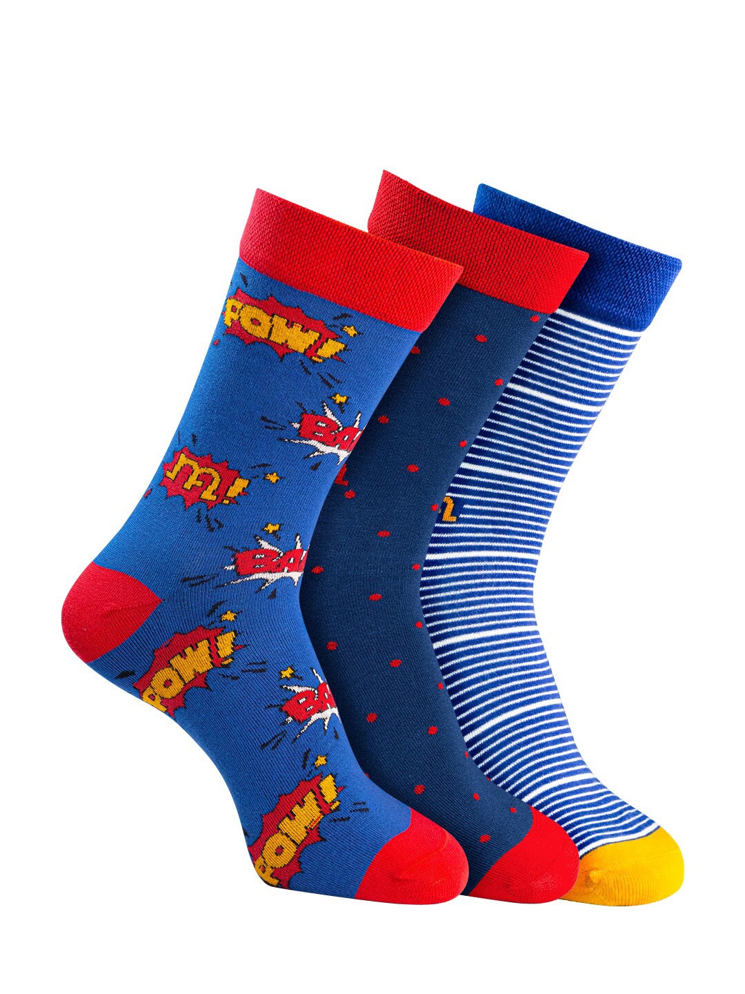 

Man Arden Men Pack Of 3 Patterned Calf Length Socks, Blue