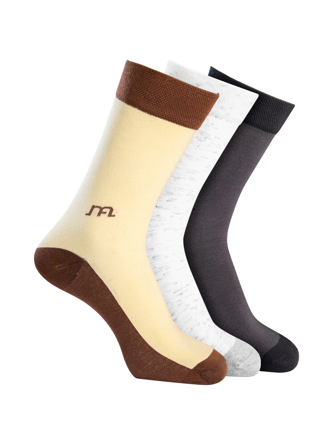 

Man Arden Men Pack Of 3 Patterned Calf Length Socks, Black