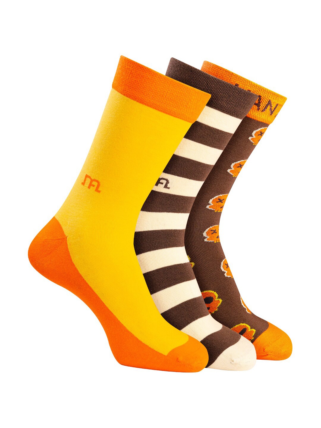 

Man Arden Men Set Of 3 Patterned Cotton Calf Length Designer Edition Box Socks, Yellow