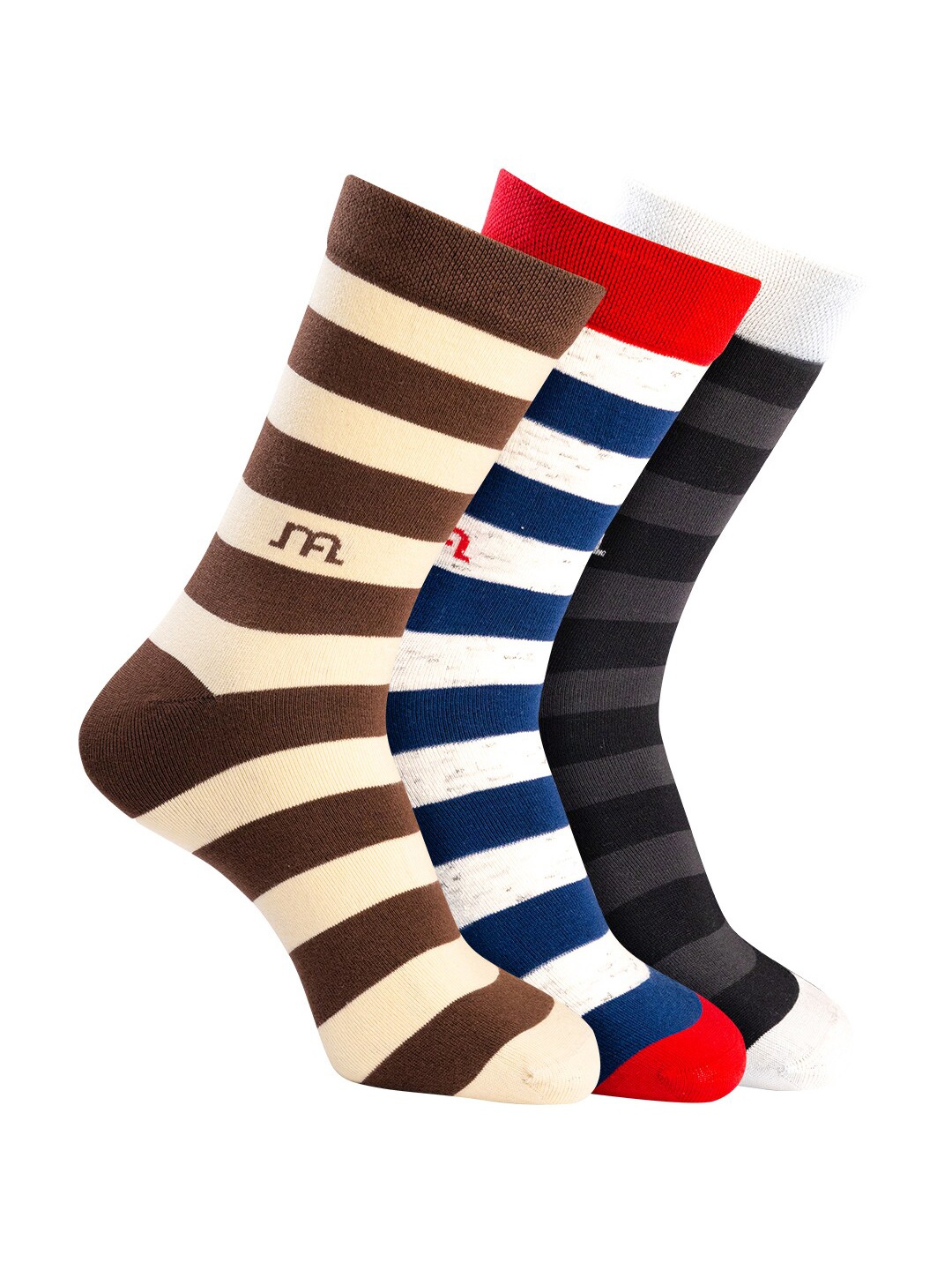

Man Arden Men Pack Of 3 Patterned Calf Length Socks, Brown