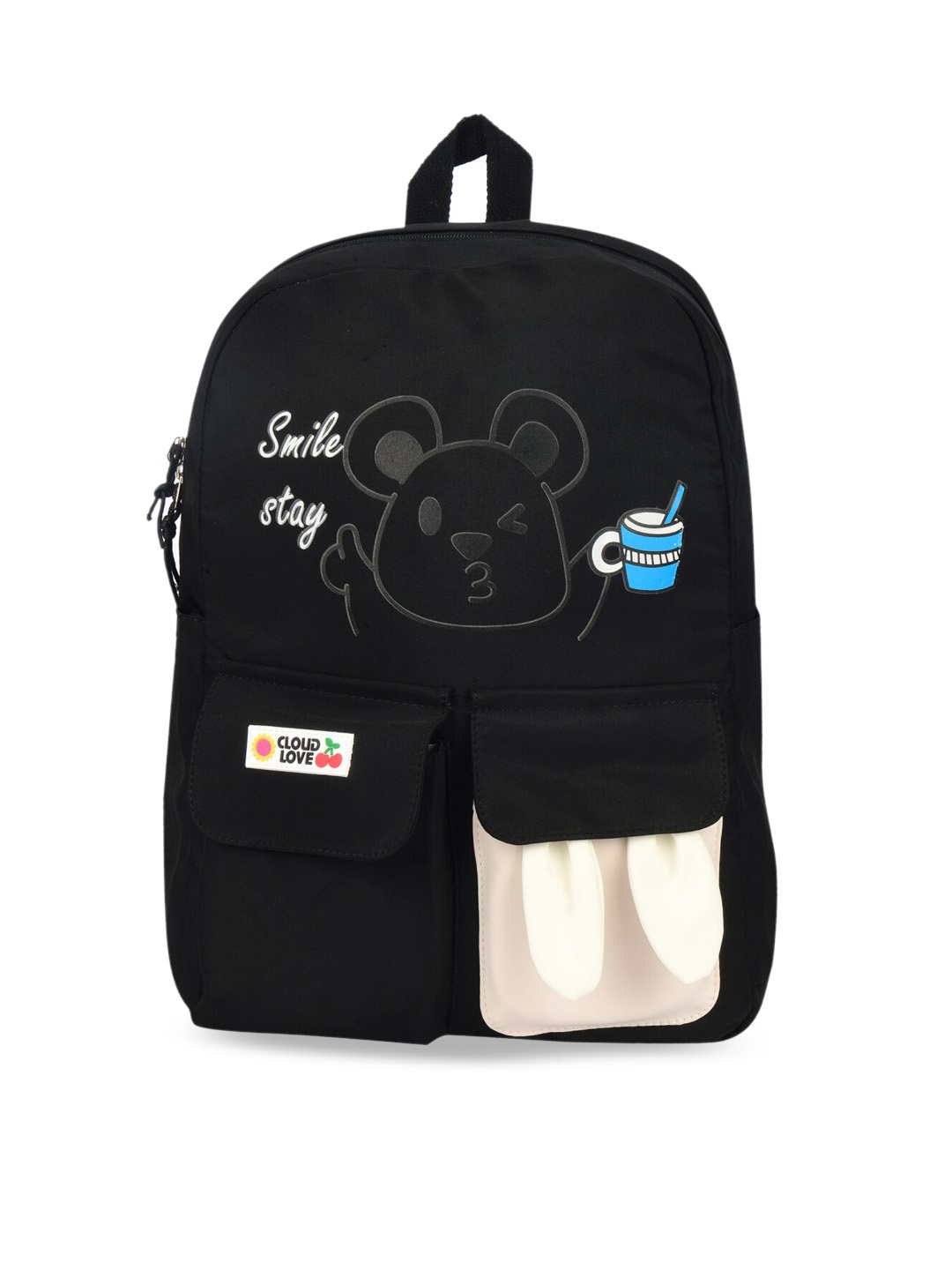 

Kids On Board Kids Black Double Pocket 18 Inches Bagpack